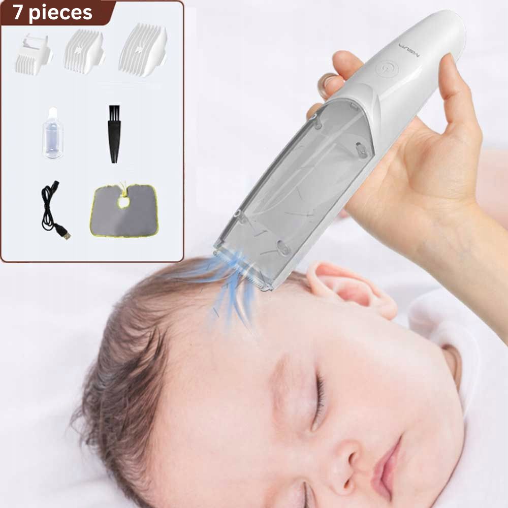 Tondeuse à cheveux électrique pour bébé ultra-silencieuse : Coupe douce et sécurisée pour les tout-petits, avec aspiration intégrée et boîte de rangement